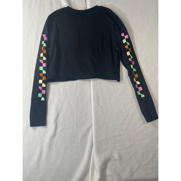 Vans Women's Black Long Sleeve T-shirt Cropped checker size Small pre-owned - Picture 7 of 11